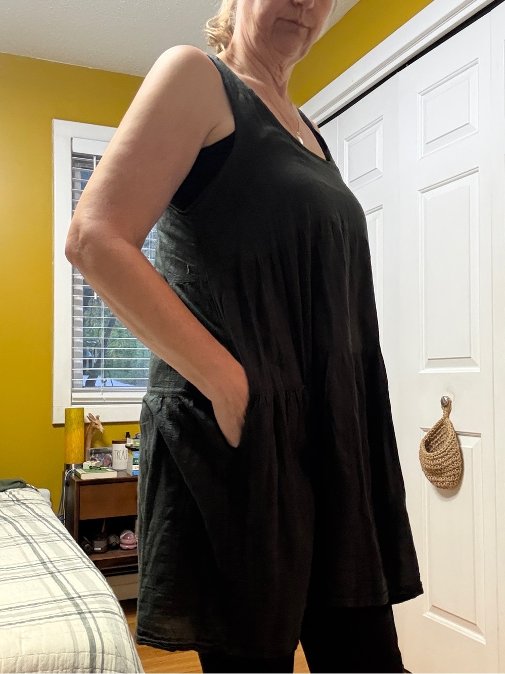 J Crew XL tiered mini dress in black